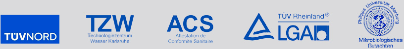Zertifikate im Footer, wie Tüv-Nord